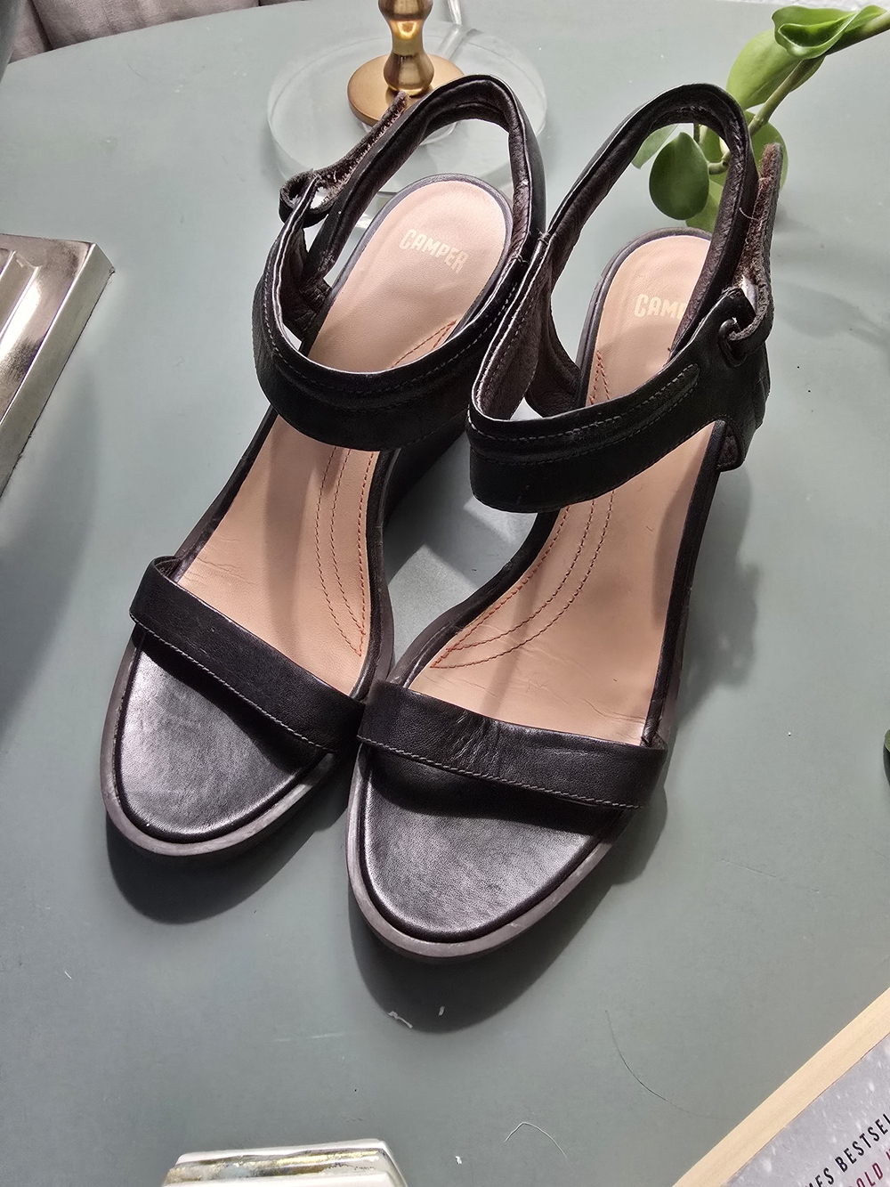 Camper Brown Leather Ankle-Strap Shoes